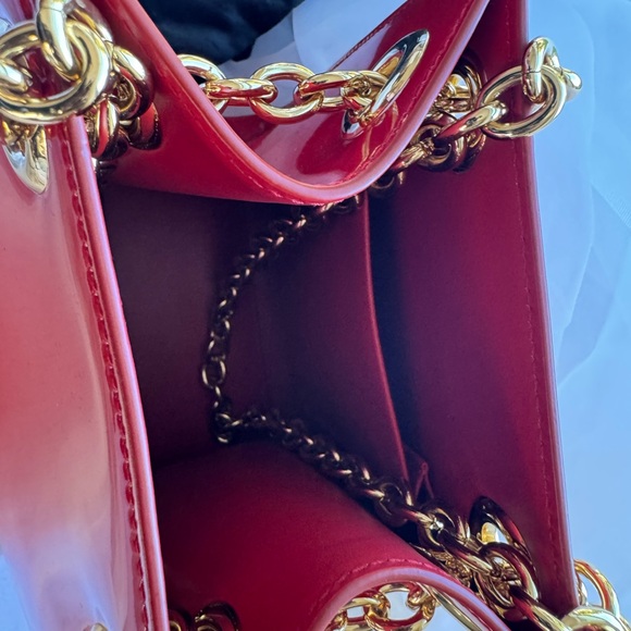 Dolce & Gabbana Red Patent Leather Mini Crossbody with Gold DG Emblem - Picture 5 of 9